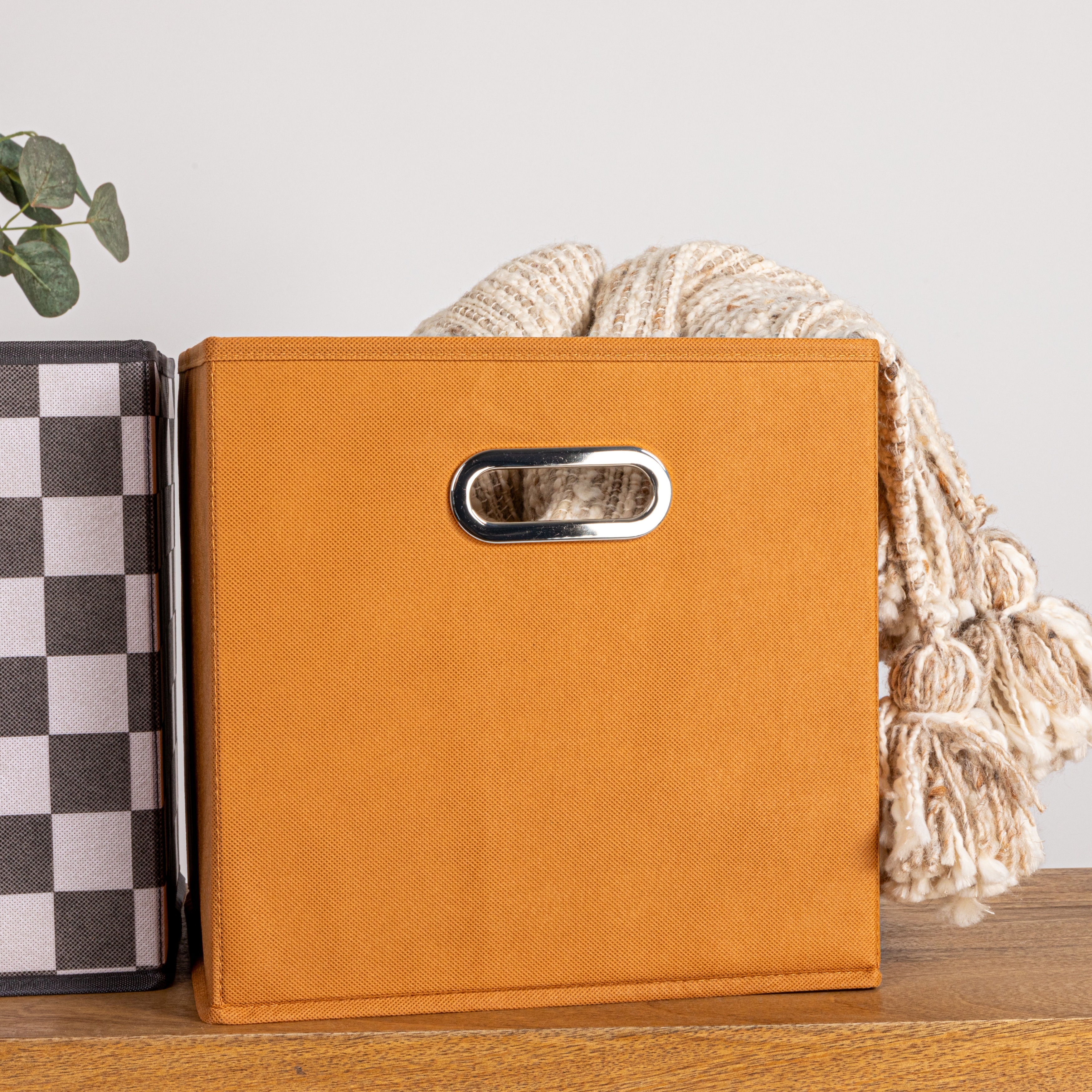 Household Essentials Fabric Storage Bins 6 Piece Set, Terracotta Color