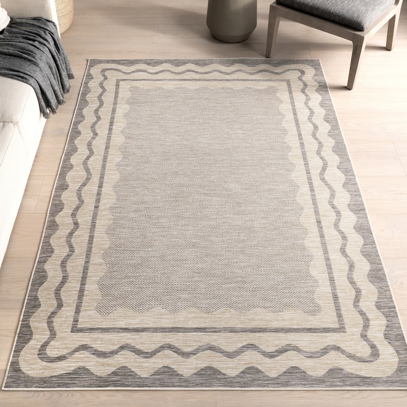 Nuloom Wrenlee Geometric Indoor/Outdoor Area Rug - 6'7" x 9' - Light Grey