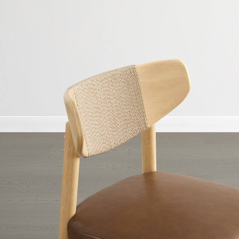 Spruce & Spring Boho Woven Bar Stool with Curved Back