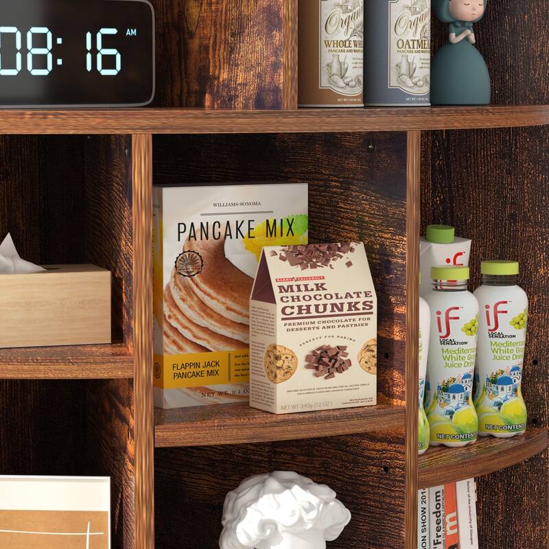 VECELO 4-Tier Adjustable Corner Bookshelf with Charging Station 3 AC Outlets & 2 USB Ports Waterproof Eco-Friendly Design