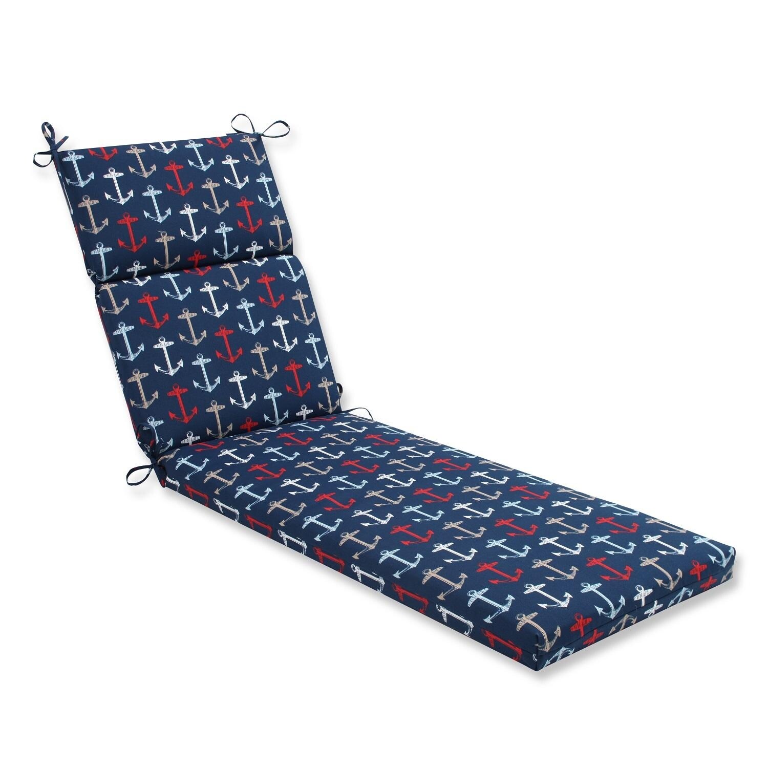 Shop 72 5 Blue And Red Navy Anchor Decorative Outdoor Patio Chaise Lounge Cushion Overstock 16615679