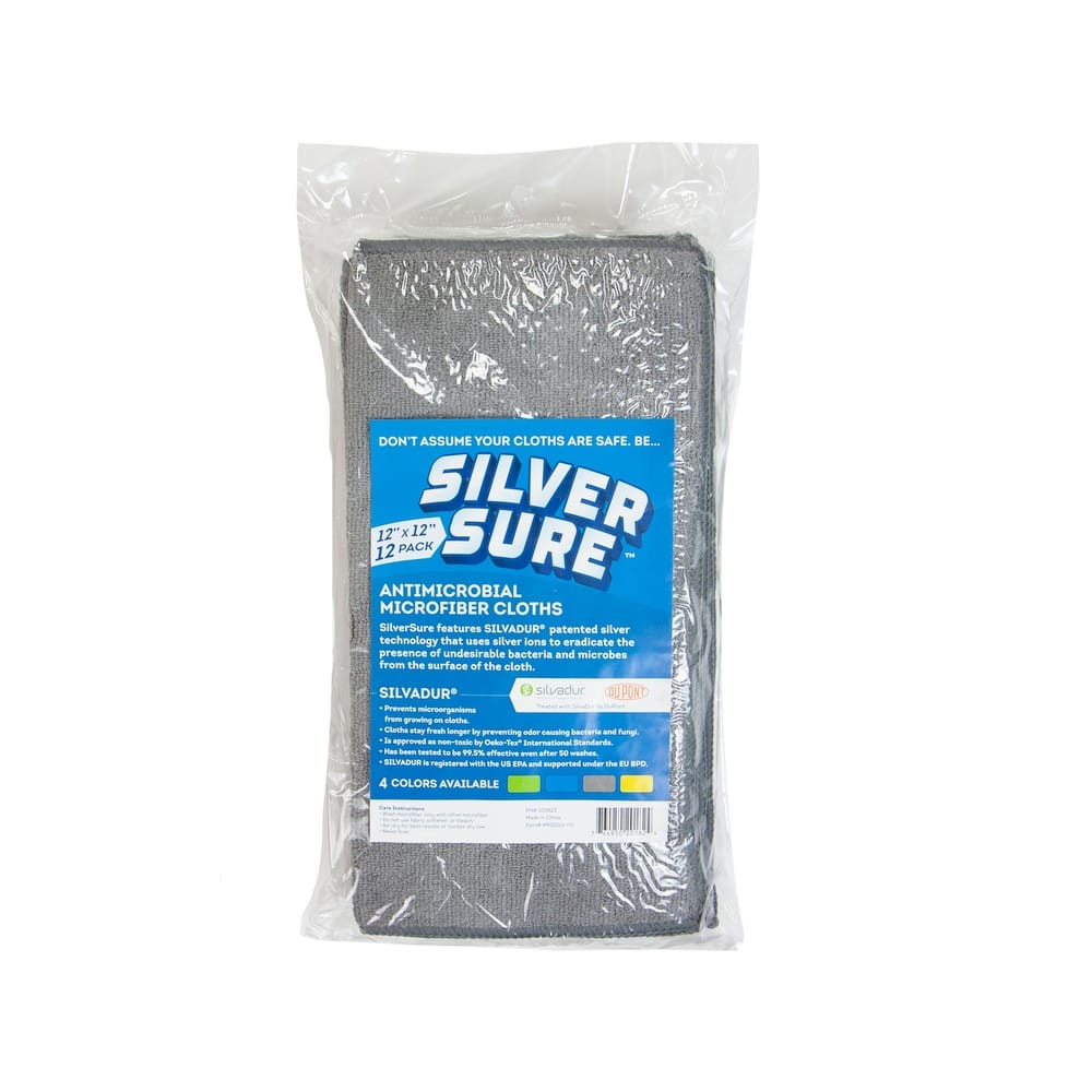 Arkwright 12-Piece Silversure Antimicrobial Cleaning Cloths - 12x12