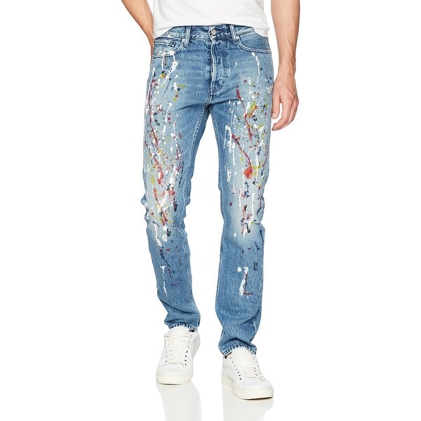 mens skinny paint splatter jeans