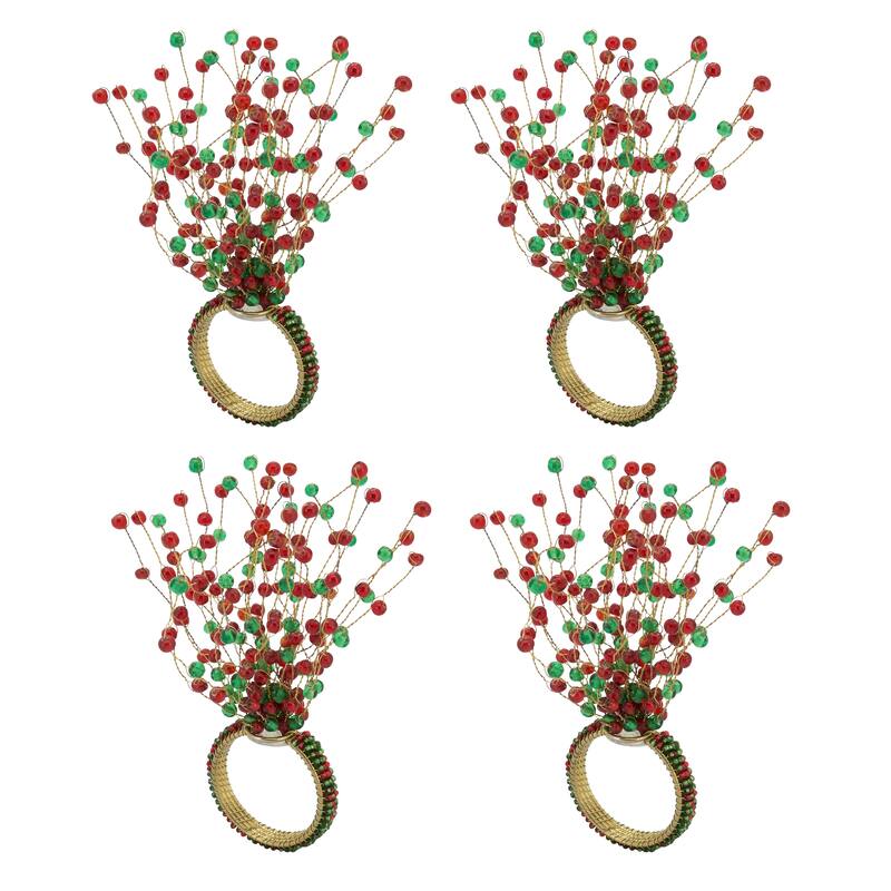 Beaded Spray Design Napkin Ring (Set of 4)