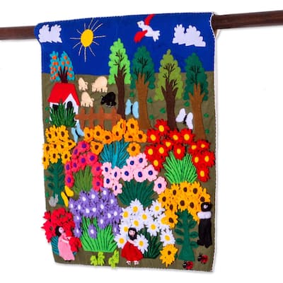 Handmade Harvesting Joy Applique wall hanging (Peru) - 31 x 20 x 4