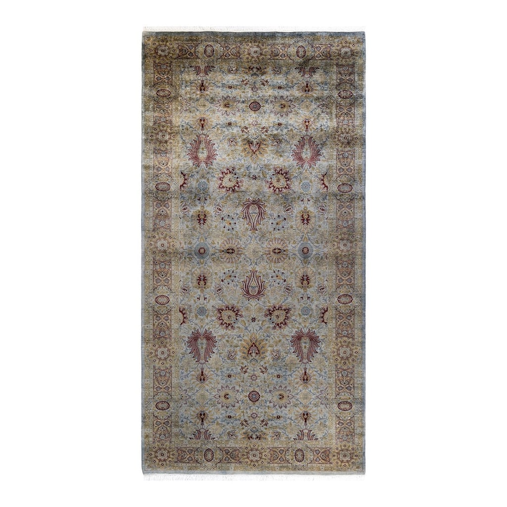 Overton Hand Knotted Wool Vintage Inspired Modern Contemporary Overdyed Gray Area Rug - 5' 3" x 10' 7"