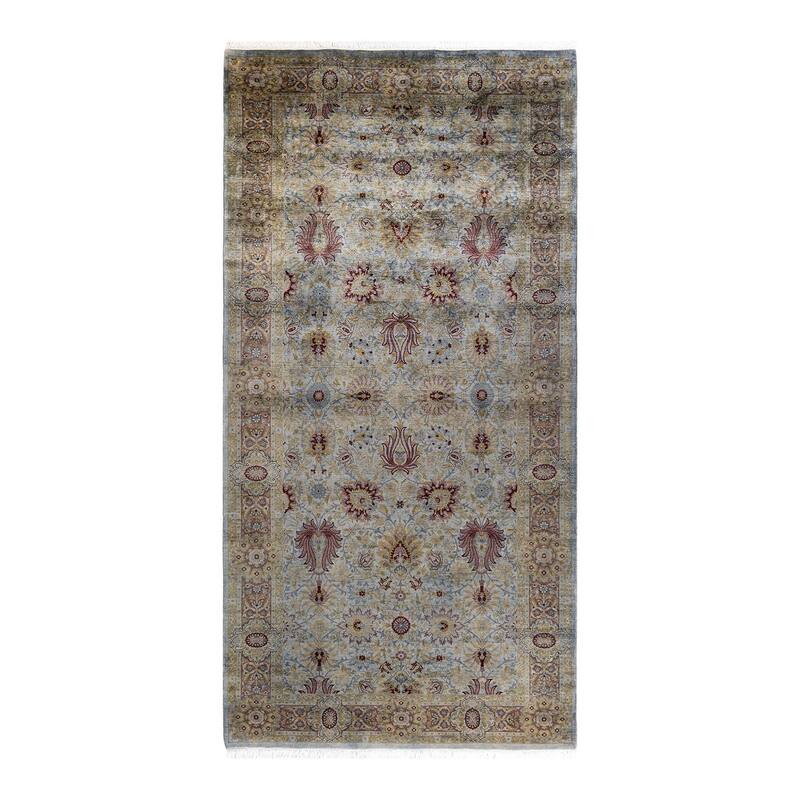 Overton Hand Knotted Wool Vintage Inspired Modern Contemporary Overdyed Gray Area Rug - 5' 3" x 10' 7"