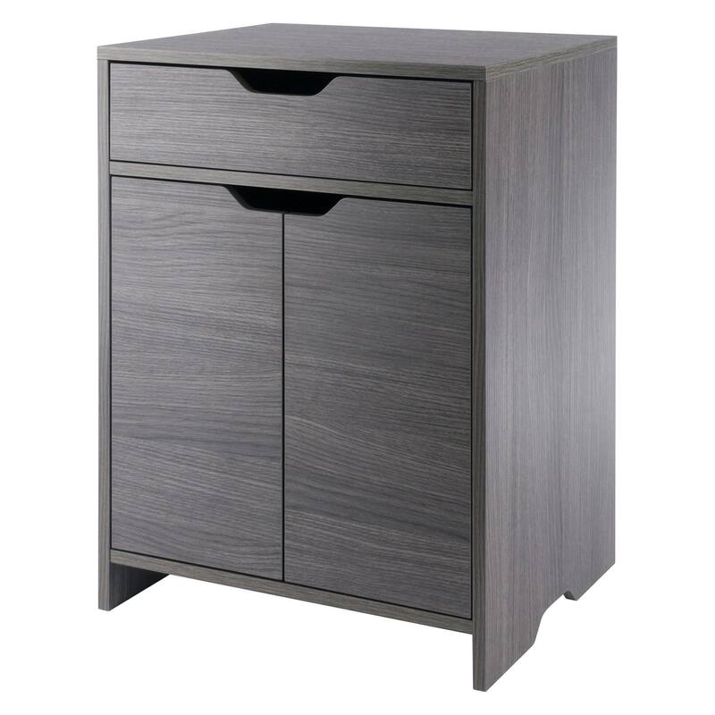Two Shelf Storage Cabinet with Drawer - 26.25" - Charcoal Gray