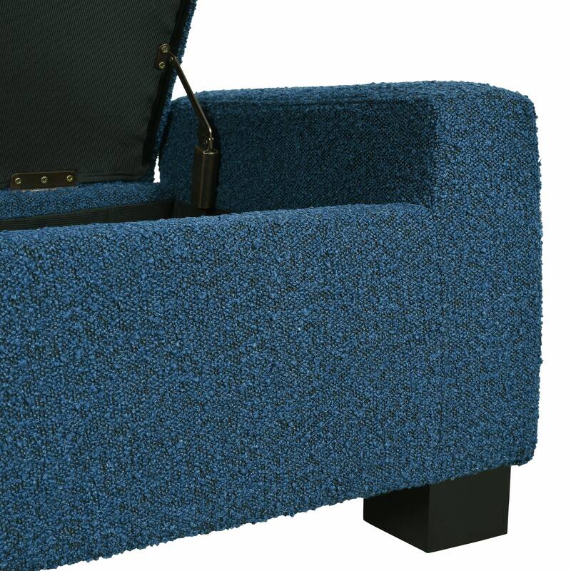 Rectangular Storage Ottoman - 50" Textured Fabric & Wood Base