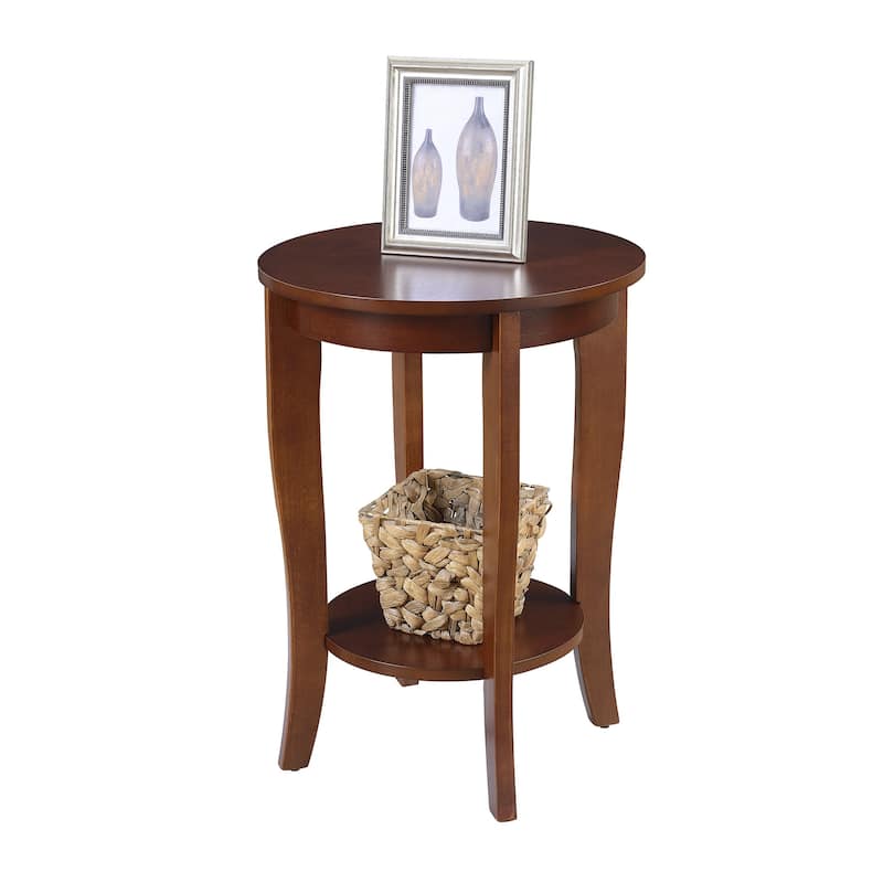 Round End Table - Modern Accent Table with Storage Shelf - Living Room Coffee Table - 24