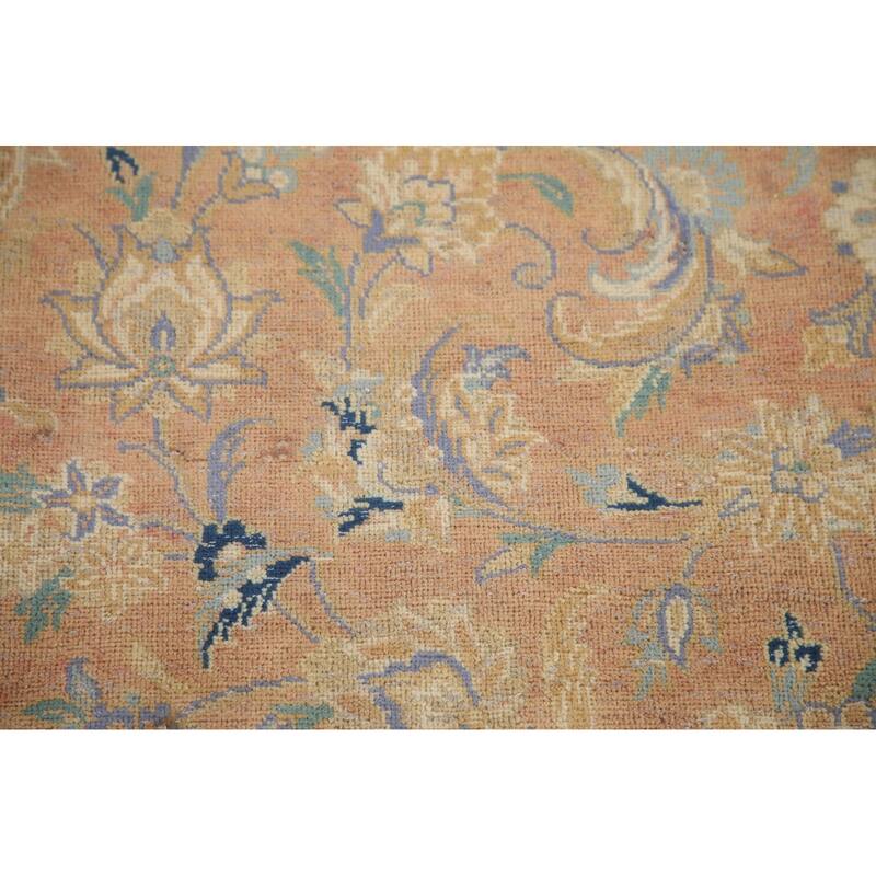 Hand Knotted Oriental 100% Wool Carpet Traditional Floral Oranges & Rust Mashad Area Rug - 11' 8'' X 7' 11''