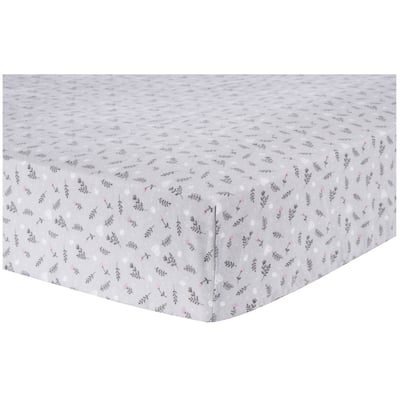 Gray Prairie Floral Deluxe Flannel Fitted Crib Sheet