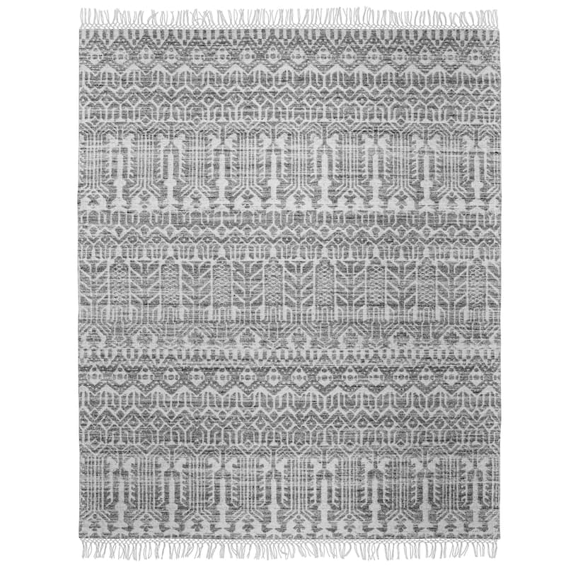 Wyndenhall Parrish 8 x 10 Area Rug Contemporary in Ivory and Grey - 8 ft x 10 ft 96"d x 120"w x 0.5" h