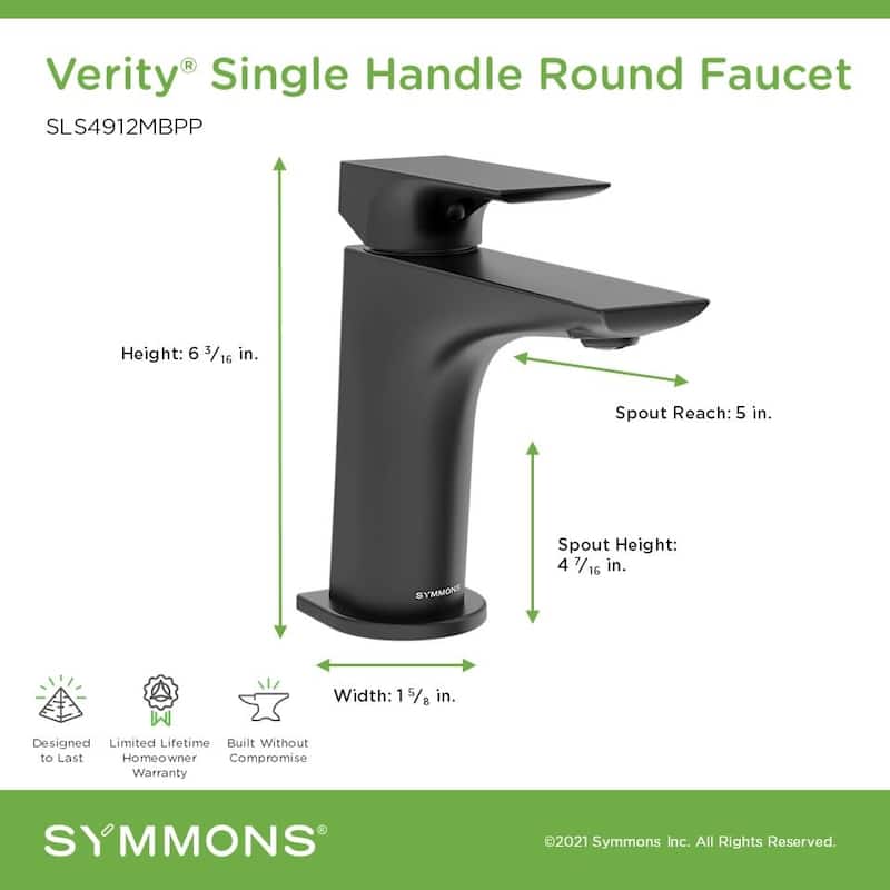 Symmons SLS4912PP Verity 1 GPM Vessel Single Hole Bathroom Faucet with
