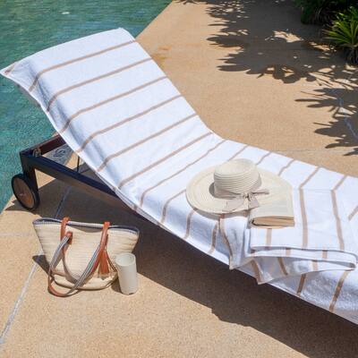 Las Rayas 2-Piece Chaise Lounge Towel Covers with Top Pocket - 30x85