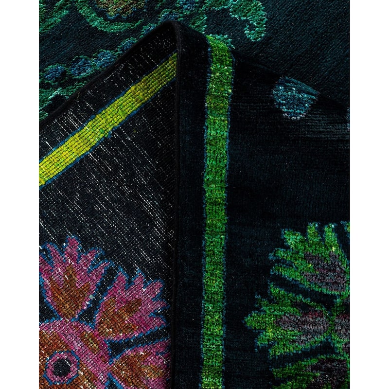 Overton Hand Knotted Wool Vintage Inspired Modern Contemporary Overdyed Black Area Rug - 9' 1" x 10' 10"