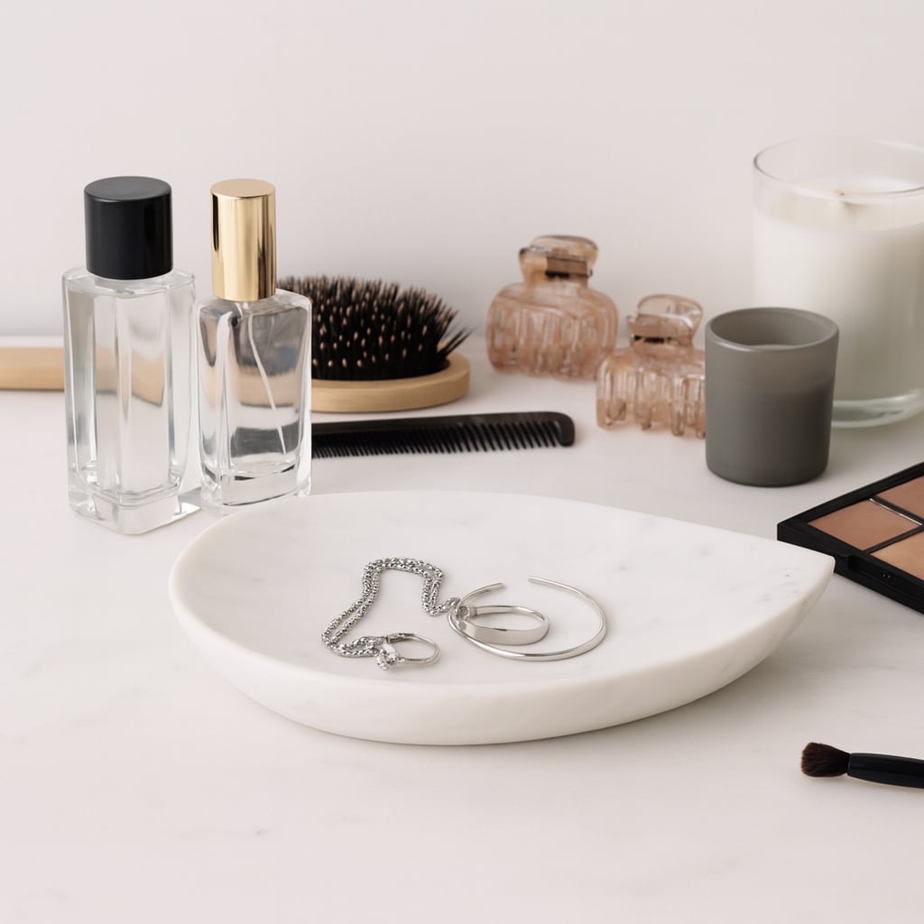 Modern Marble Decorative Bowl In Teardrop Shape - 10", White - 9.75"