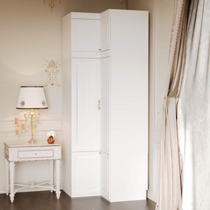 93.9"H/74.2"H Armoires Wardrobe Closet Cabinet Hanging Drawers Storage