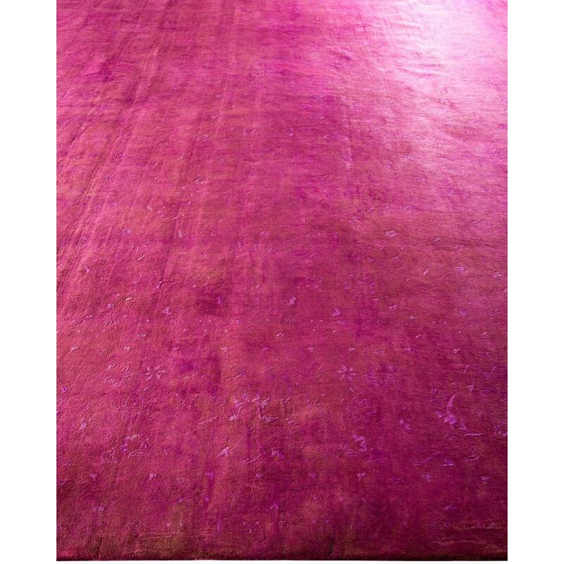 Overton Hand Knotted Wool Vintage Inspired Modern Contemporary Overdyed Red Area Rug - 12' 3" x 17' 5"