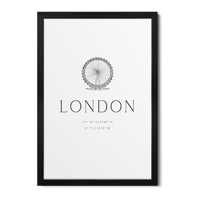 London Coordinates With London Eye Sketch Premium Framed Poster by blursbyai