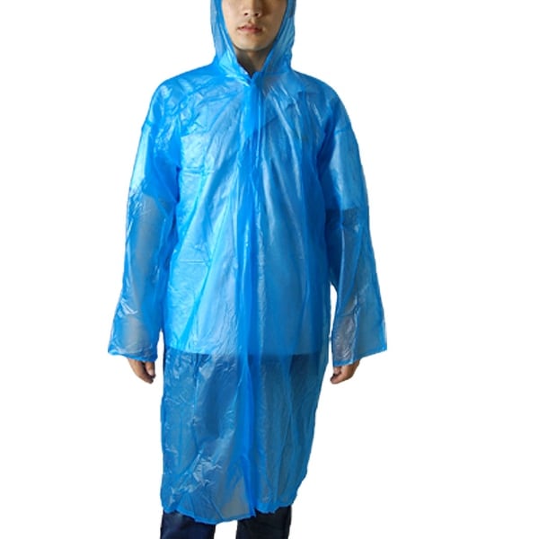 42.5" Length Unisex Long Sleeve Blue Plastic Raincoat