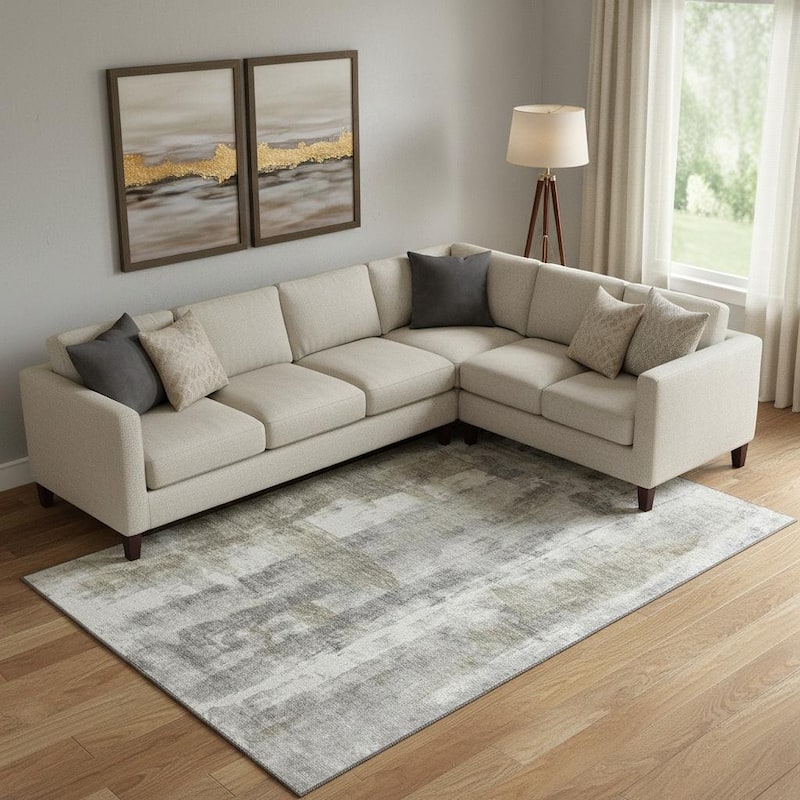 HomeRoots Abstract Transitional Rectangle Area Rug - 9' X 12' - 9' X 12'