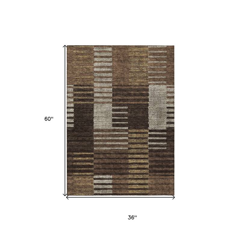 HomeRoots Striped Modern Rectangle Outdoor Rug