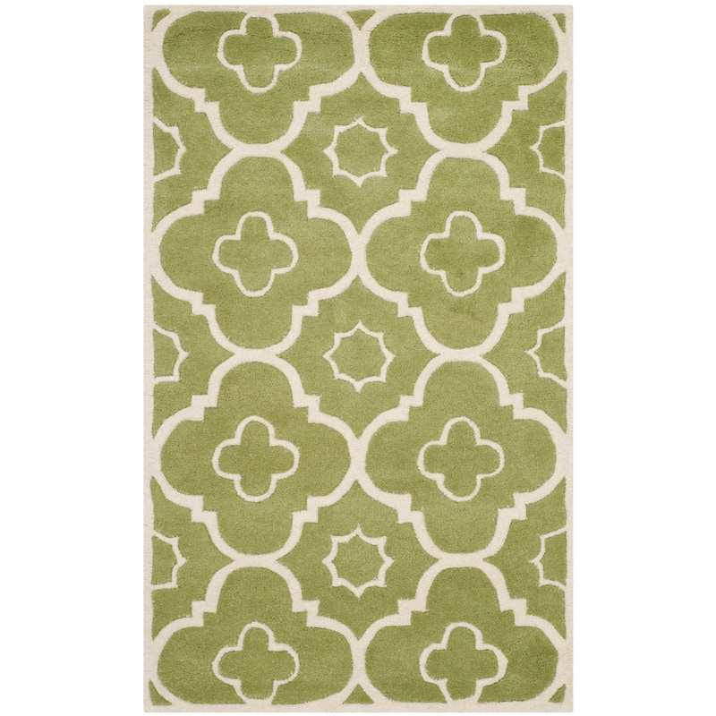 SAFAVIEH Handmade Chatham Franziska Modern Wool Rug - 3' x 5' - Green/Ivory