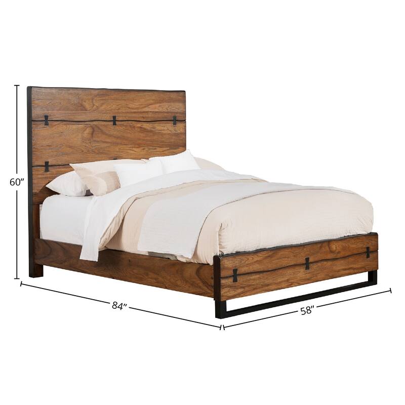 Alpine Furniture Live Edge Panel Bed, Tobacco