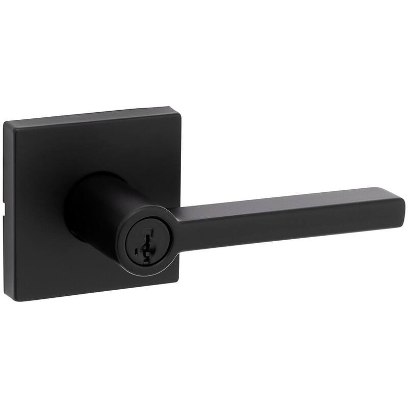 Kwikset Halifax Single Cylinder Keyed Entry Door Lever Set with Square - Matte Black