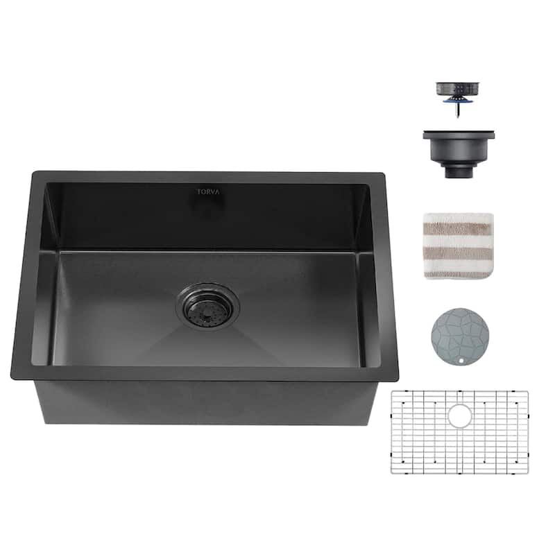 Undermount Stainless Steel Kitchen Sink -Black-Single Bowl