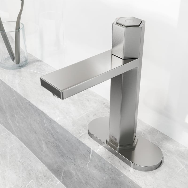 VIGO Nova 8" H Button Operated Single Hole Bathroom Faucet