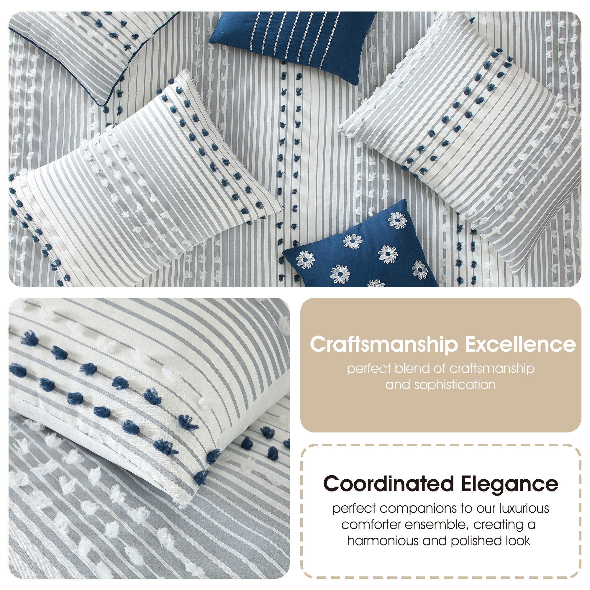 Nanshing Jessy Modern Striped 7 Piece Comforter Set - On Sale