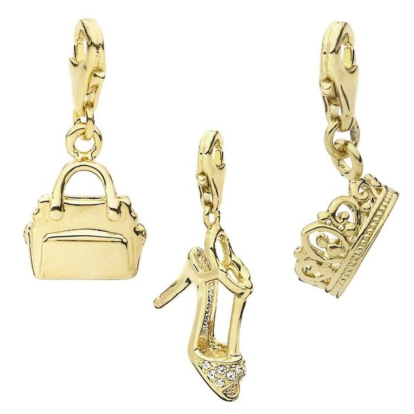 Julieta Jewelry Stiletto, Handbag, Crown 14k Gold Over Sterling Silver Clip-On Charm Set