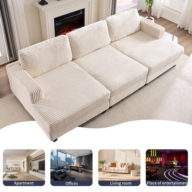 Mixoy Oversize Corduroy Fabric Convertible Modular 3-seater Sofa/Loveseat Sofa For Living Room