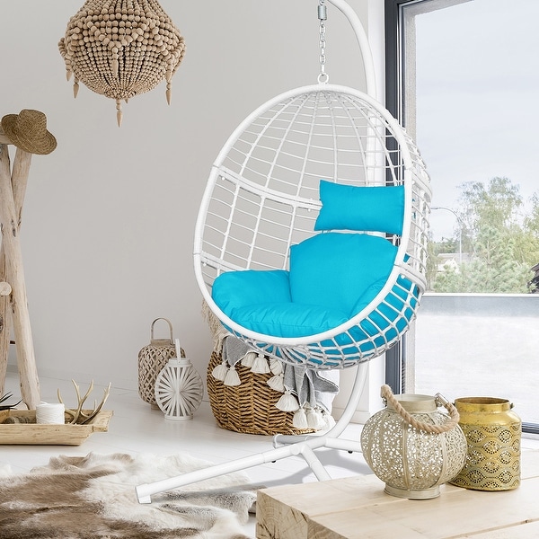 Agats Outdoor Wicker Basket Swing Chair with Cushions by Havenside Home. Opens flyout.