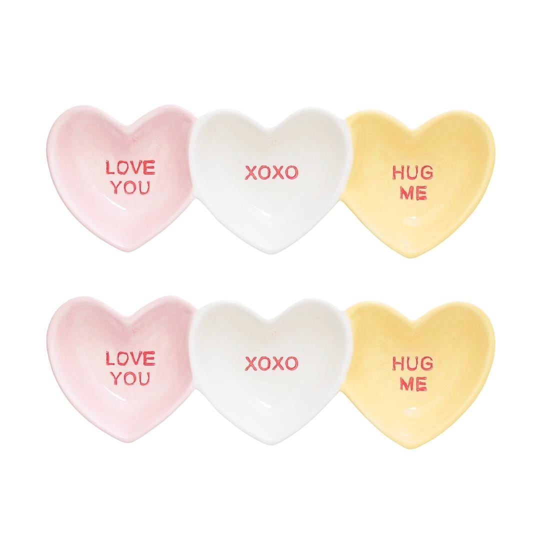 10 Strawberry Street Candy Hearts 3-Section Candy Tray, Set of 2