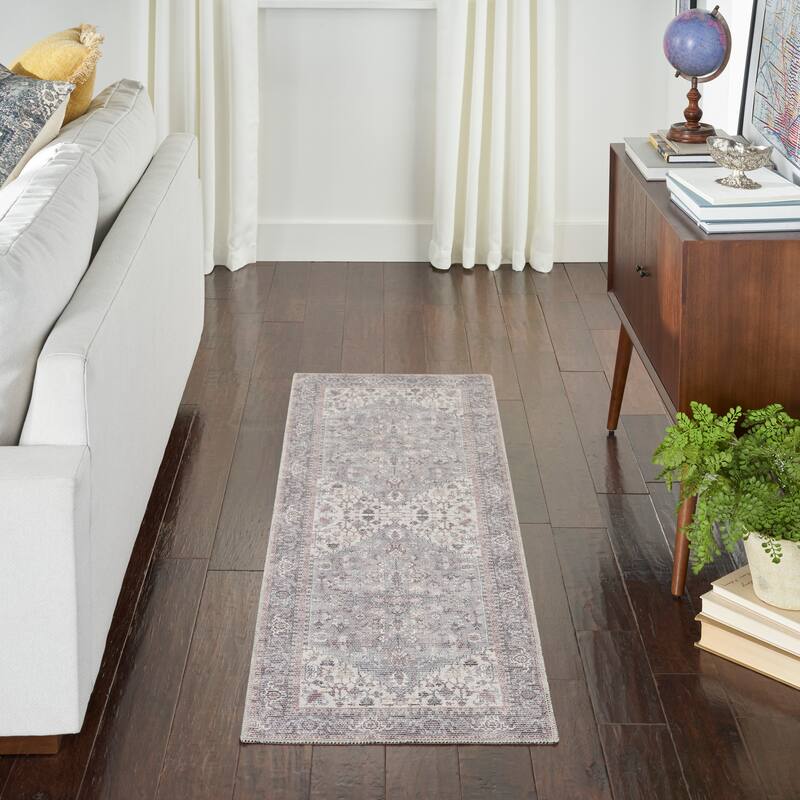 57 Grand by Nicole Curtis Vintage Medallion Machine Washable Area Rug - 2' x 6' - Grey