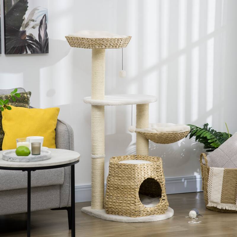 PawHut 47" Cat Tree Kitty Activity Center, Cat Climbing Toy