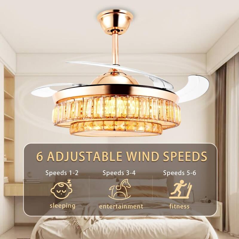 Urbanest 42 Inch Retractable Ceiling Fans with Lights, Modern LED Ceiling Fan Lights with Remote Control