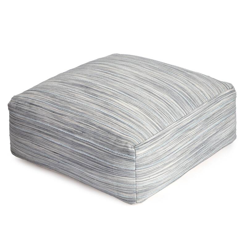 Jani Montanita Gray 34-inch Gray & Ivory Oversized Pouf Ottoman - Stylish Footrest for Living Room or Bedroom - Grey/Black - Large