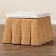 preview thumbnail 7 of 32, Palm Scallop Natural Rattan Ottoman with Cushion – Handwoven Wicker Accent Bench or Footrest for Living Room or Sunroom, Square