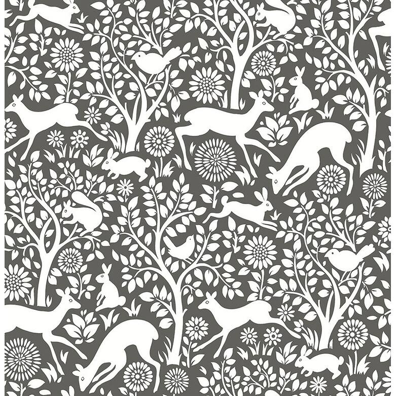 Brewster Seeger Charcoal Meadow Wallpaper - 20.5in x 396in x 0.025in