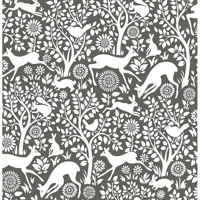 Brewster Seeger Charcoal Meadow Wallpaper - 20.5in x 396in x 0.025in