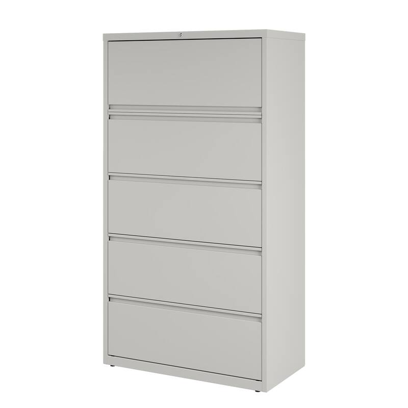 Hirsh 36-in Wide HL10000 Series 5 Drawer Lateral File Cabinet with Posting Shelf and Roll-Out Binder Storage, White