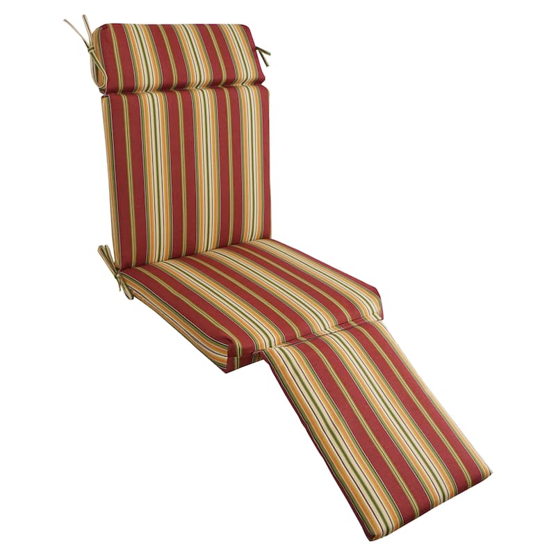 Blazing Needles All-Weather Indoor/Outdoor Steamer Lounger Cushion - Kingsley Stripe Ruby