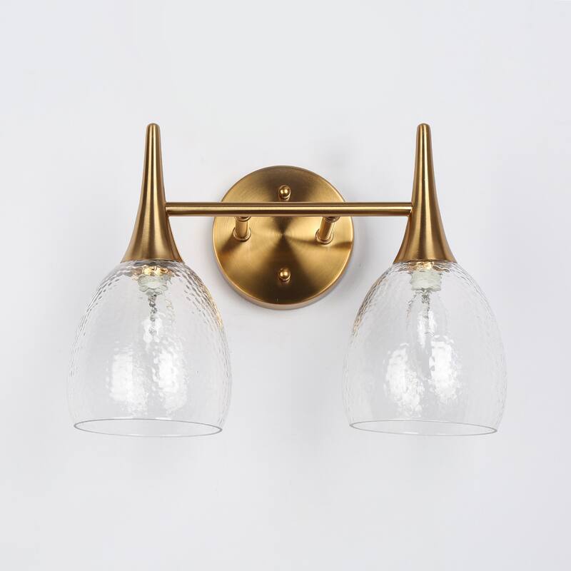 Suvy Modern Gold 3-Light Bathroom Vanity Lights Glass Wall Sconces