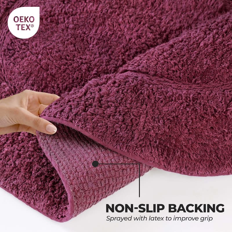 Superior Cotton Non-slip Oval Bath Rug - (Set of 2)
