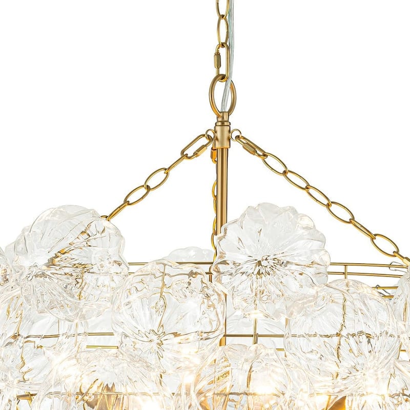 Brass Luxury Faceted Glass Globe Cluster Bubble Chandelier