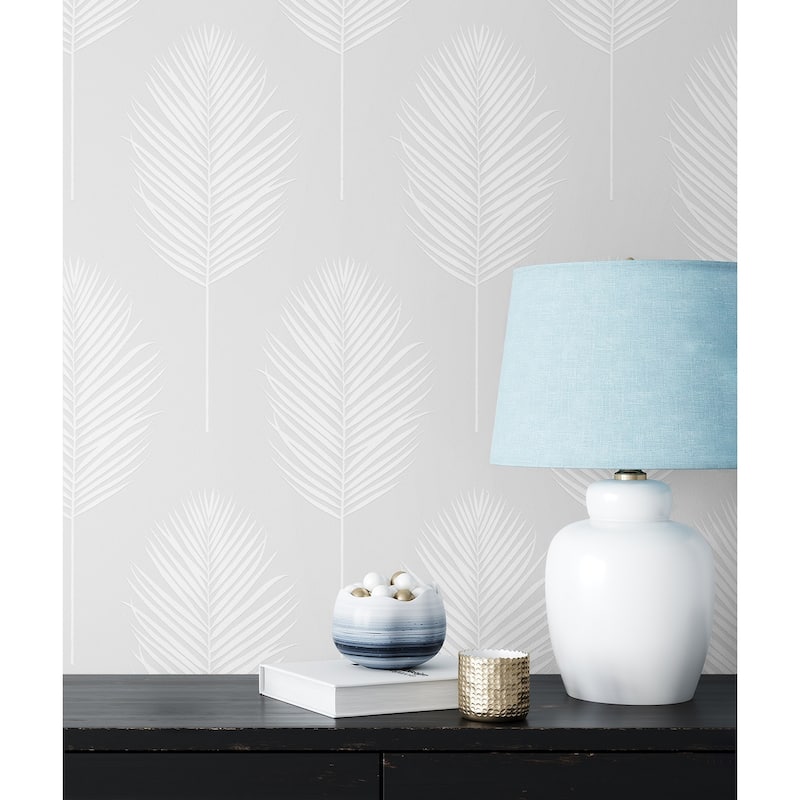 Seabrook Designs Off-White Palm Leaf Paintable Unpasted Wallpaper - 20.9 in. W x 33 ft. L